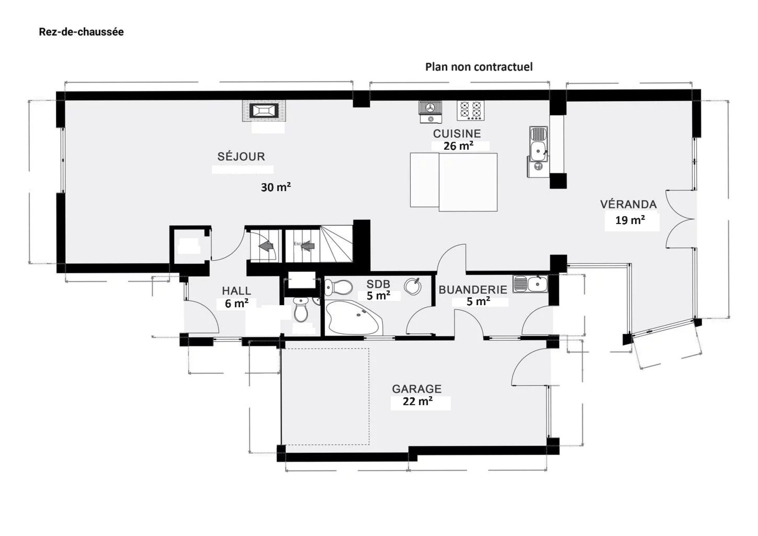 Maison semi mitoyenne 3/4 chambres, jardin, garage, parking