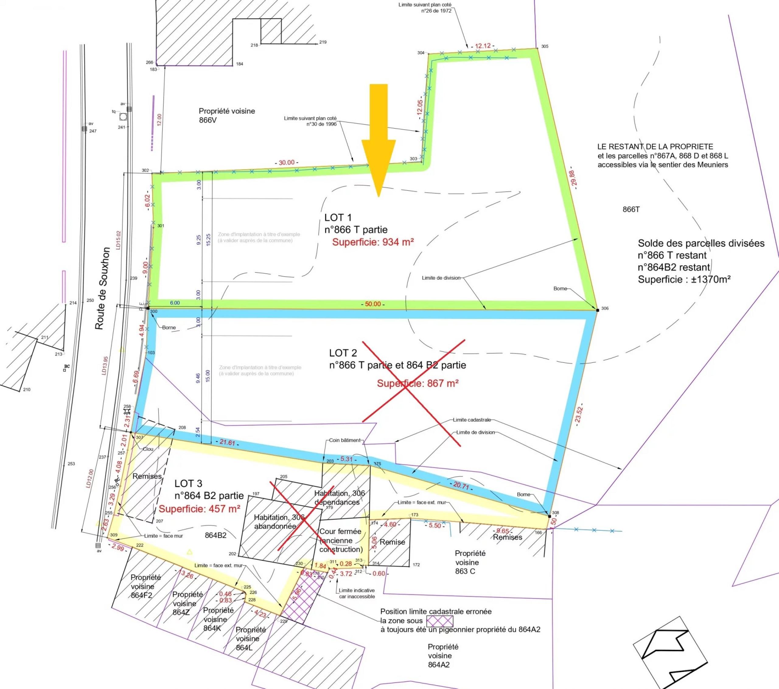 Belle parcelle de terrain de 934m²